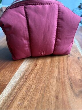 CR Quilted Cosmetic Pouch in Deep Berry